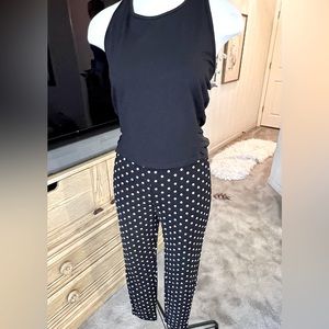 Women’s Black &White polka dot pull on slacks sz Med.